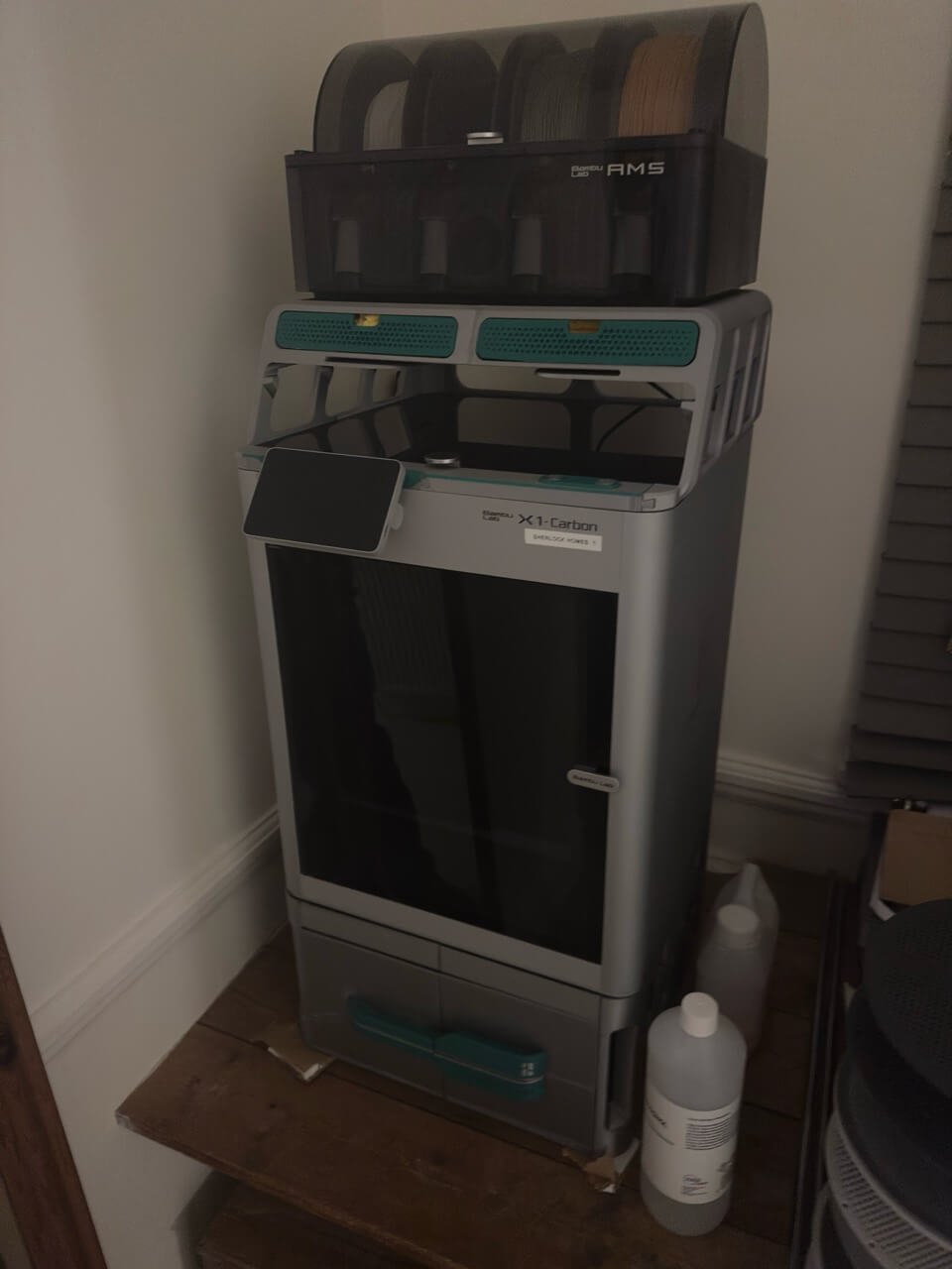 My 3d Printing setup an X1C, with a printed drawer riser and a AAM riser for a nice compact system.